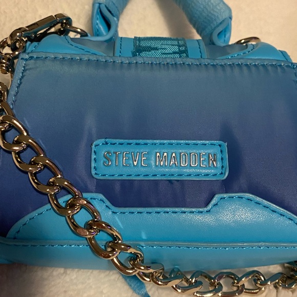 NWT Stave Madden BDORAA Turquoise Micro Mini Silver Chain Bag - Picture 6 of 11